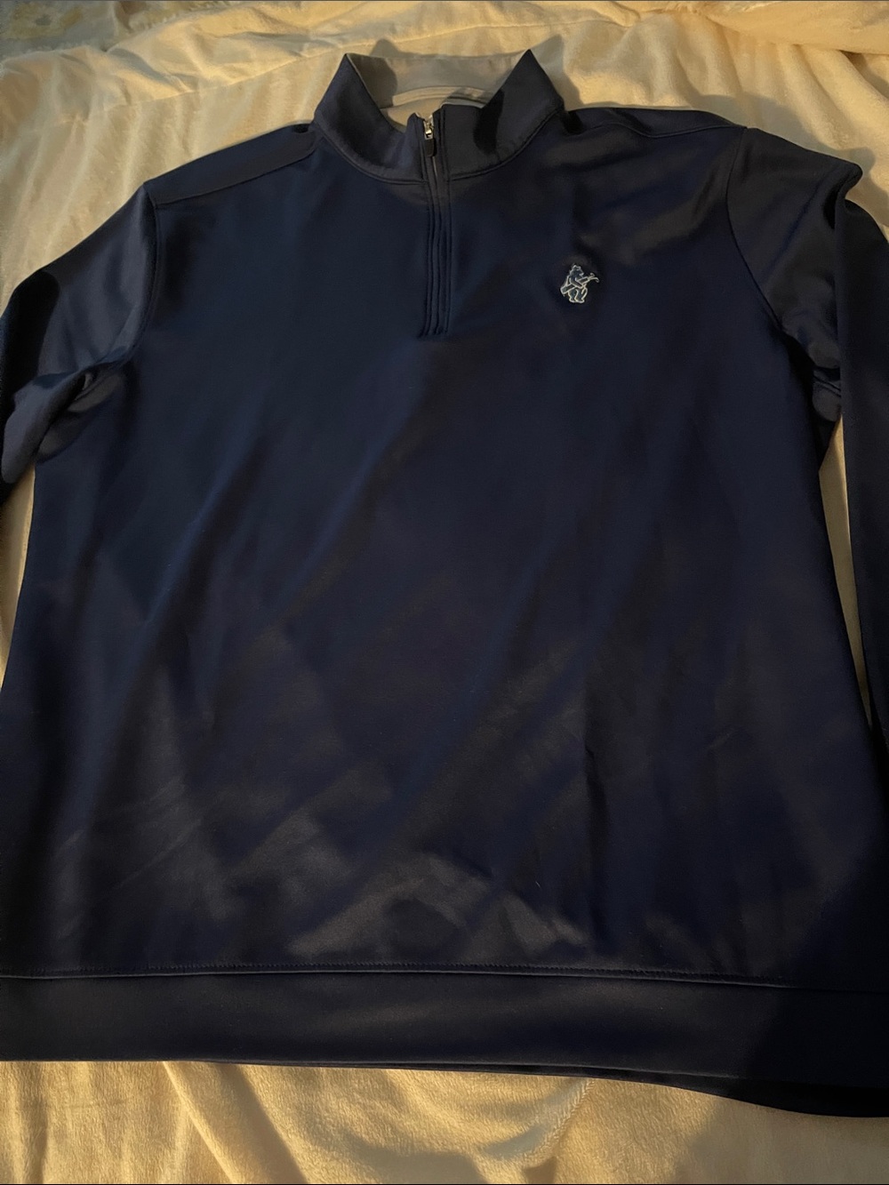 johnnie-O Navy Quarter Zip Pullover with Embroidered Crest Men’s XL